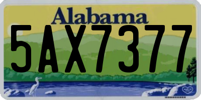AL license plate 5AX7377