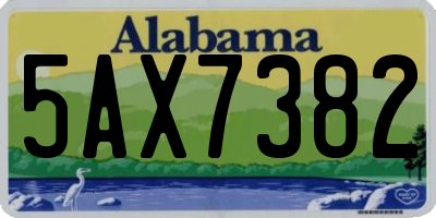 AL license plate 5AX7382