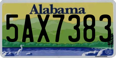 AL license plate 5AX7383