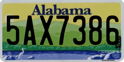 AL license plate 5AX7386