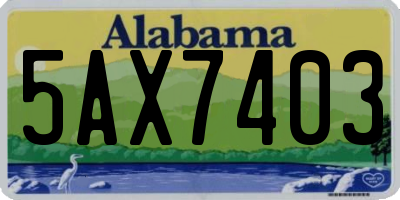 AL license plate 5AX7403