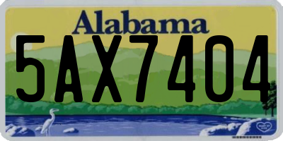 AL license plate 5AX7404