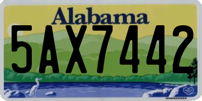 AL license plate 5AX7442