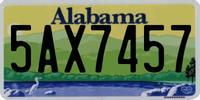 AL license plate 5AX7457