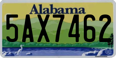 AL license plate 5AX7462
