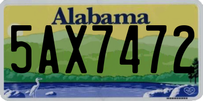 AL license plate 5AX7472