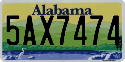 AL license plate 5AX7474