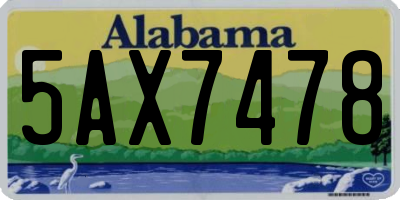 AL license plate 5AX7478