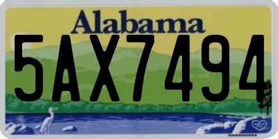 AL license plate 5AX7494