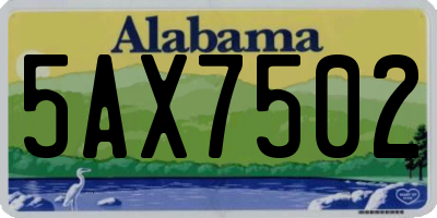 AL license plate 5AX7502