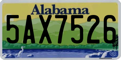 AL license plate 5AX7526