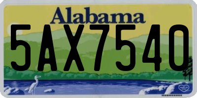 AL license plate 5AX7540
