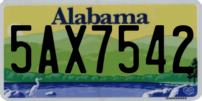 AL license plate 5AX7542
