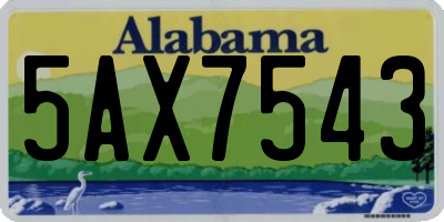 AL license plate 5AX7543