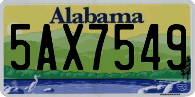 AL license plate 5AX7549