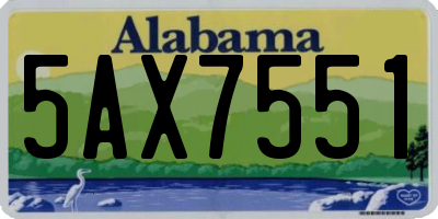 AL license plate 5AX7551
