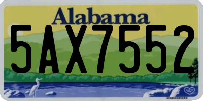AL license plate 5AX7552
