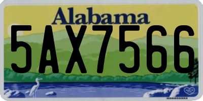 AL license plate 5AX7566