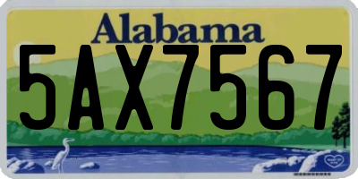 AL license plate 5AX7567