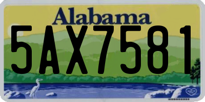 AL license plate 5AX7581
