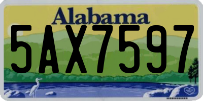 AL license plate 5AX7597