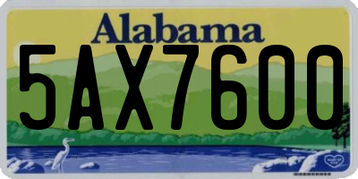AL license plate 5AX7600