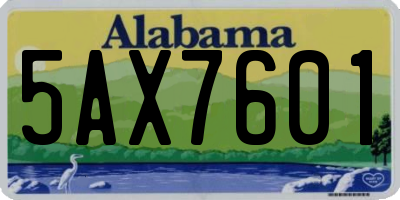 AL license plate 5AX7601