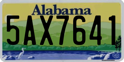 AL license plate 5AX7641