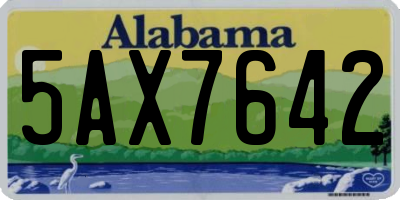 AL license plate 5AX7642
