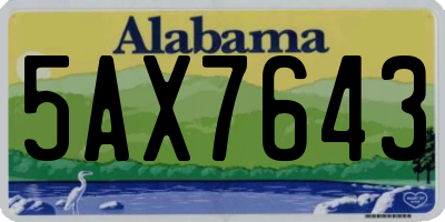 AL license plate 5AX7643