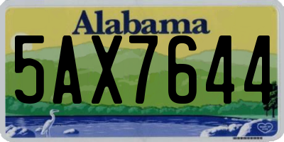 AL license plate 5AX7644