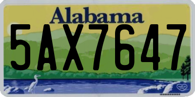 AL license plate 5AX7647