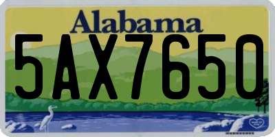 AL license plate 5AX7650