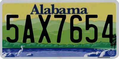 AL license plate 5AX7654
