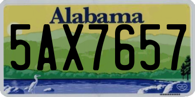 AL license plate 5AX7657