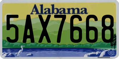 AL license plate 5AX7668