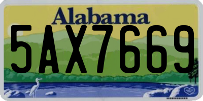 AL license plate 5AX7669