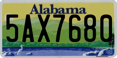 AL license plate 5AX7680