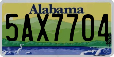 AL license plate 5AX7704