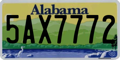 AL license plate 5AX7772