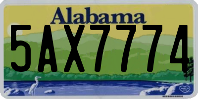 AL license plate 5AX7774