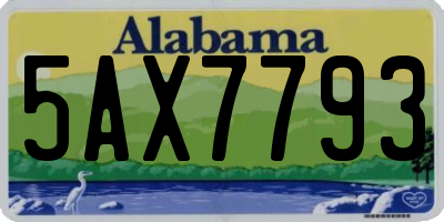 AL license plate 5AX7793