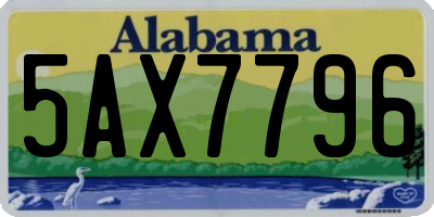 AL license plate 5AX7796