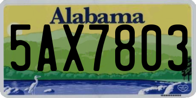 AL license plate 5AX7803