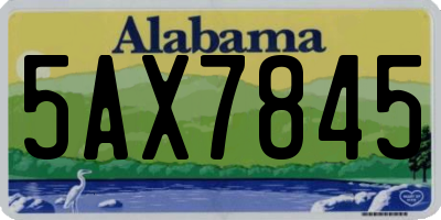 AL license plate 5AX7845