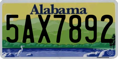 AL license plate 5AX7892
