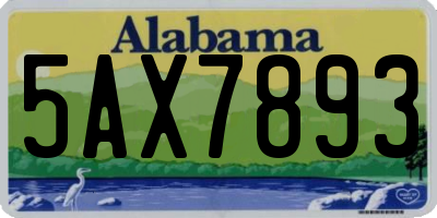 AL license plate 5AX7893