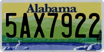 AL license plate 5AX7922