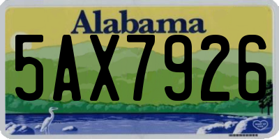 AL license plate 5AX7926