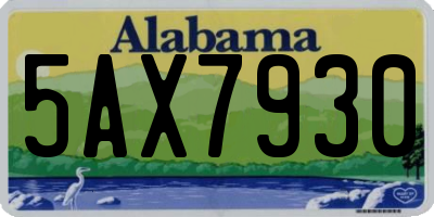 AL license plate 5AX7930